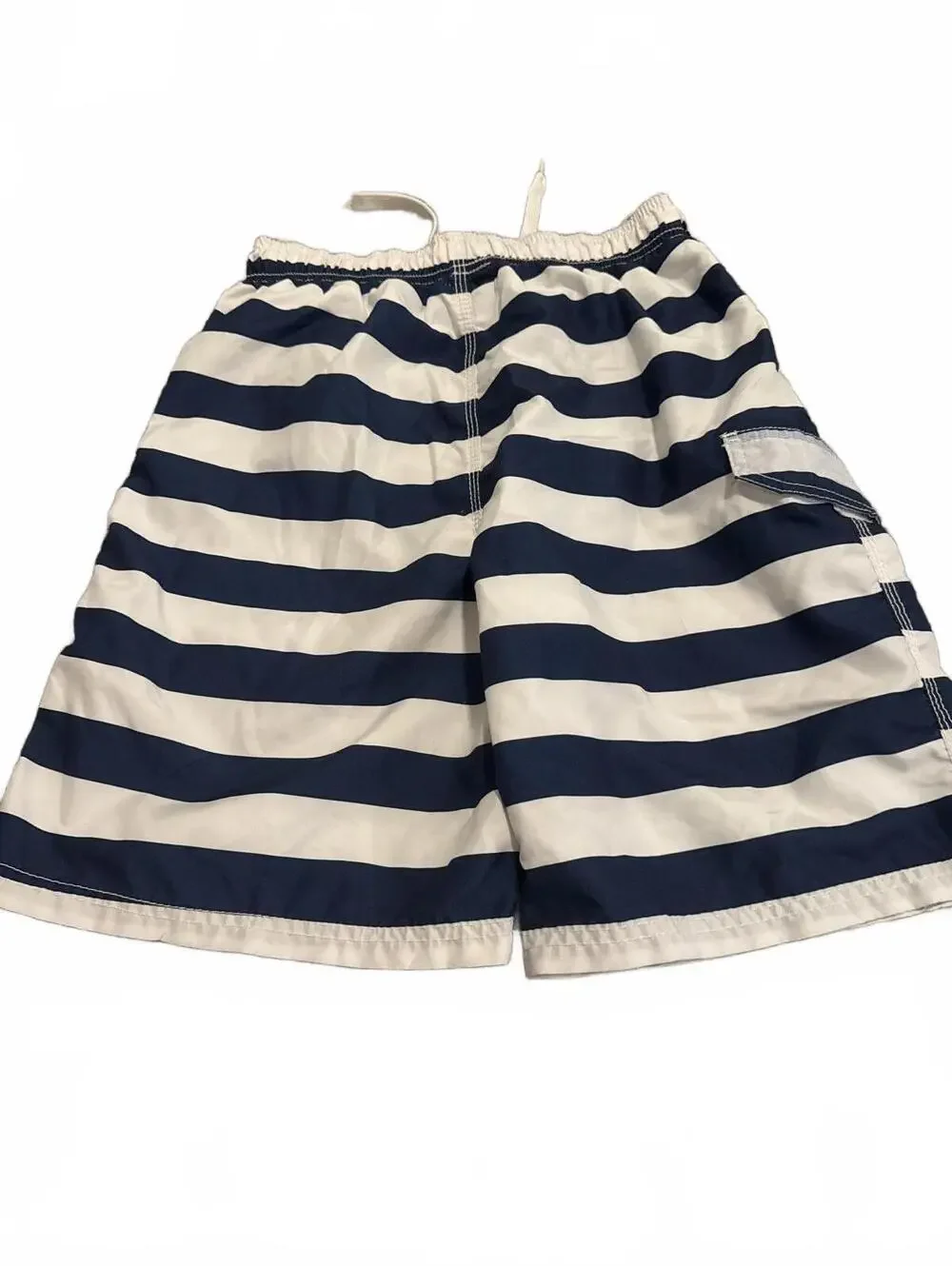 Kanu Navy Boys White Striped Cargo Swim Shorts XL